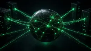 Global CDN edge network connecting servers for fast website hosting