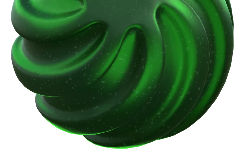 Abstract green 3D shape for Ironcraft Studio home page