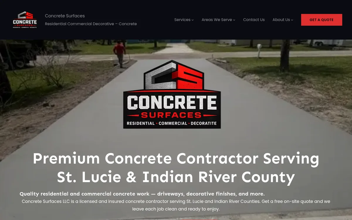 Concrete contractor website in St. Lucie and Indian River County designed by Ironcraft Studio