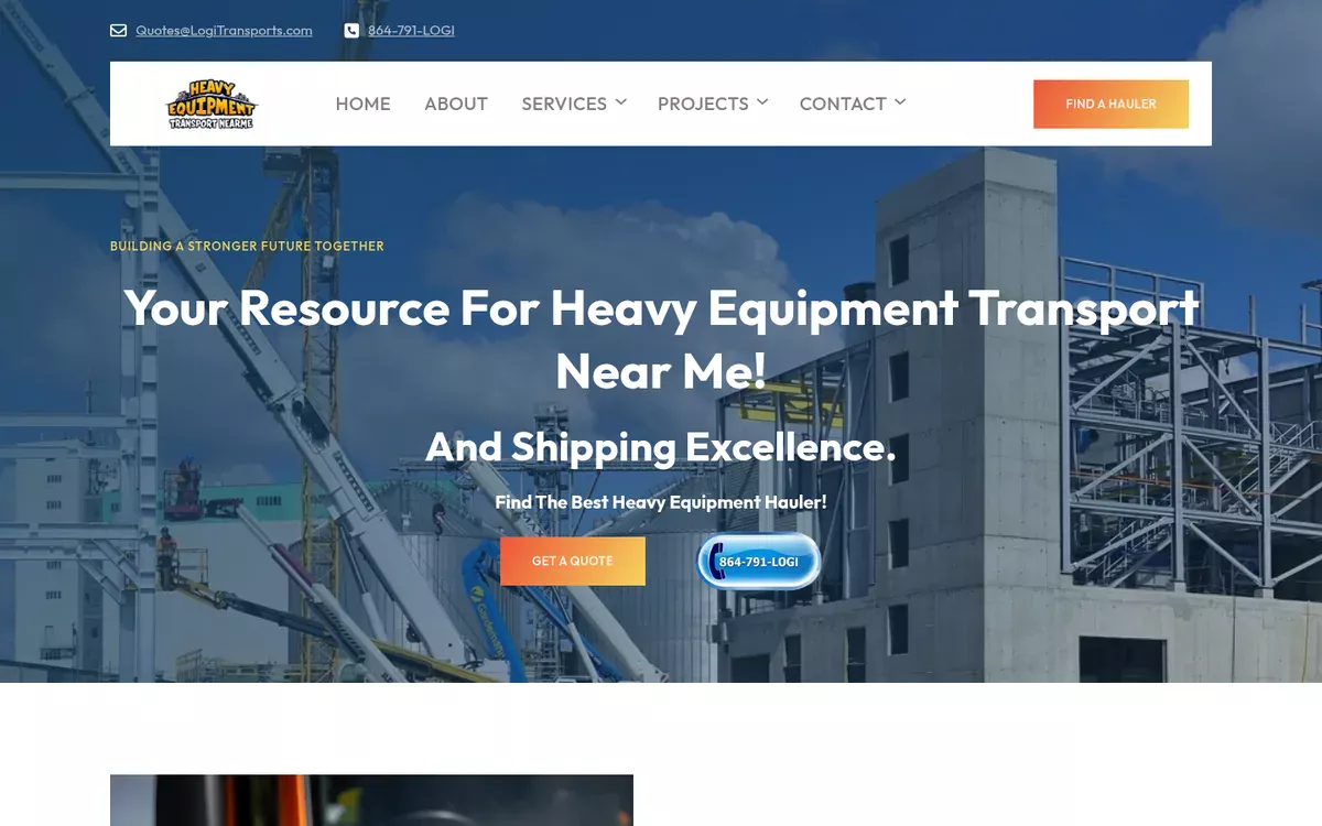 Heavy Equipment Transport Near Me website designed by Ironcraft Studio